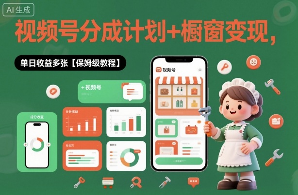 外面收费1980视频号分成计划+橱窗变现，单日收益多张【保姆级教程】-创业项目网