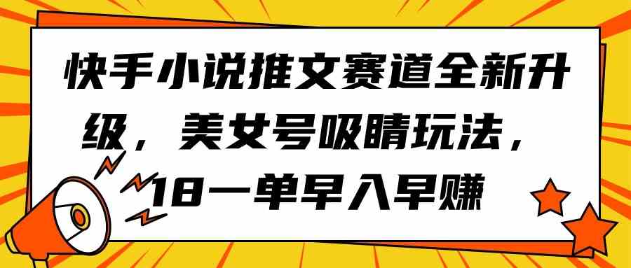 （9776期）快手小说推文赛道全新升级，美女号吸睛玩法，18一单早入早赚-创业项目网