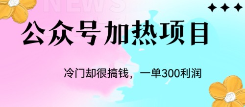 冷门公众号加热项目，一单利润300+-创业项目网