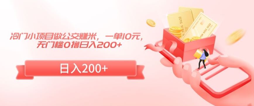 冷门小项目做公交赚米，一单10元，无门槛0撸日入200+【揭秘】-创业项目网