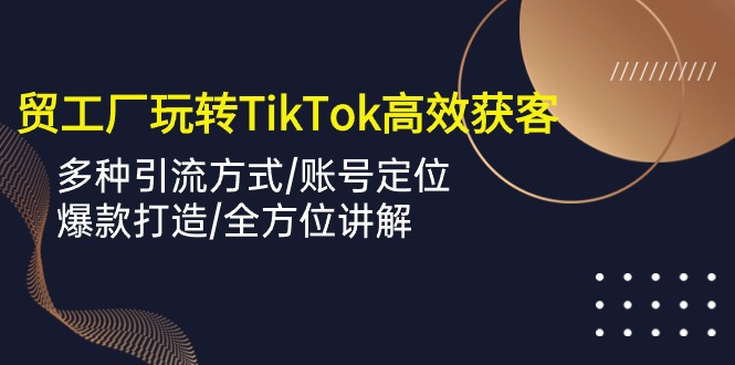 （10302期）外贸工厂玩转TikTok高效获客，多种引流方式/账号定位/爆款打造/全方位讲解-创业项目网