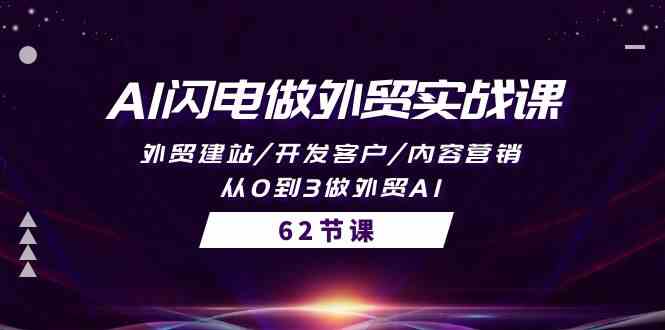 AI闪电做外贸实战课，外贸建站/开发客户/内容营销/从0到3做外贸AI（61节）-创业项目网