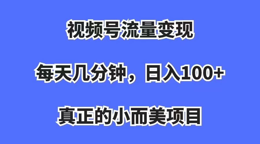 视频号流量变现，每天几分钟，收入100+，真正的小而美项目-创业项目网