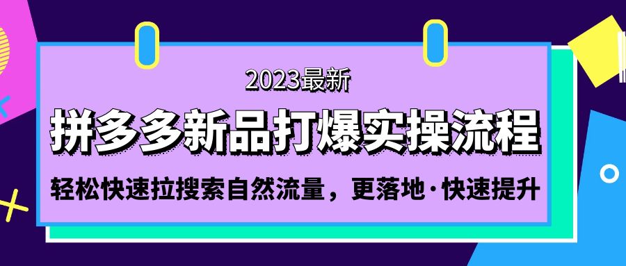 拼多多-新品打爆实操流程：轻松快速拉搜索自然流量，更落地·快速提升!-创业项目网