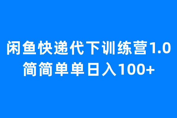 闲鱼快递代下训练营1.0，简简单单日入100+-创业项目网