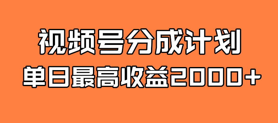 全新蓝海 视频号掘金计划 日入2000+-创业项目网