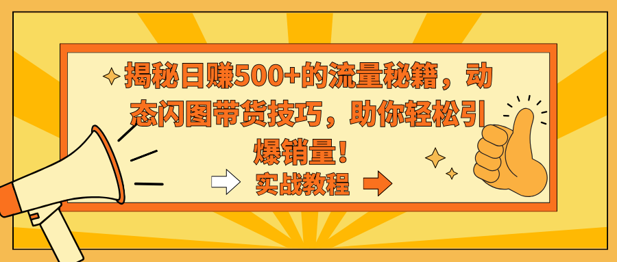 揭秘日赚500+的流量秘籍，动态闪图带货技巧，助你轻松引爆销量！-创业项目网