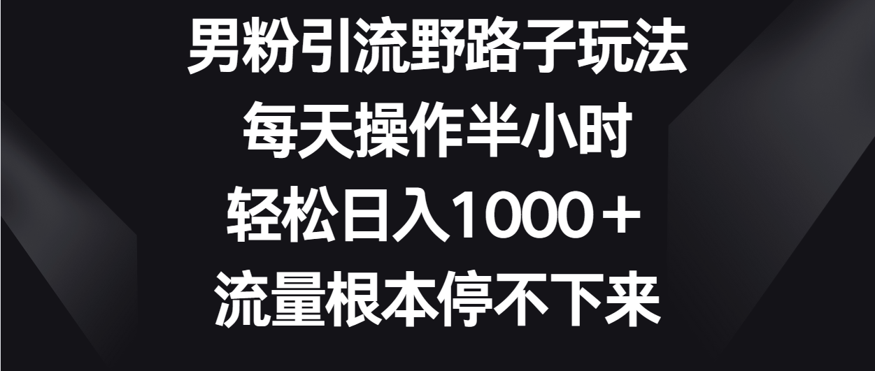 男粉引流野路子玩法，每天操作半小时轻松日入1000＋，流量根本停不下来-创业项目网