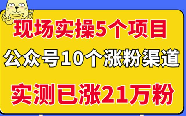 现场实操5个公众号项目，10个涨粉渠道，实测已涨21万粉！￼-创业项目网