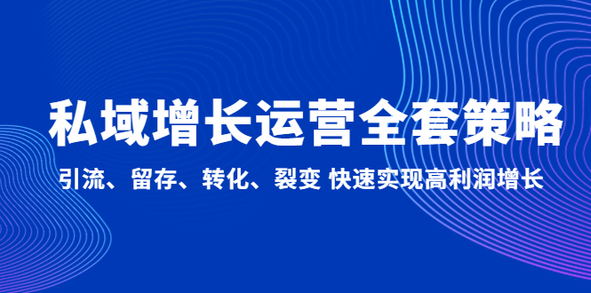 私域增长运营全套策略：引流、留存、转化、裂变 快速实现高利润增长-创业项目网