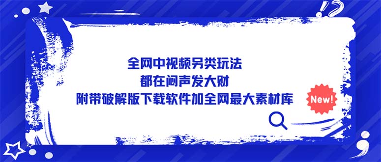 全网中视频另类玩法，都在闷声发大财，附带破解版下载软件加全网最大素材库-创业项目网