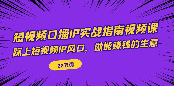 短视频口播IP实战指南视频课，踩上短视频IP风口，做能赚钱的生意（22节课）-创业项目网