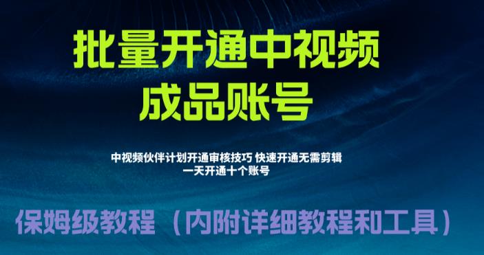 外面收费1980暴力开通中视频计划教程，附 快速通过中视频伙伴计划的办法-创业项目网