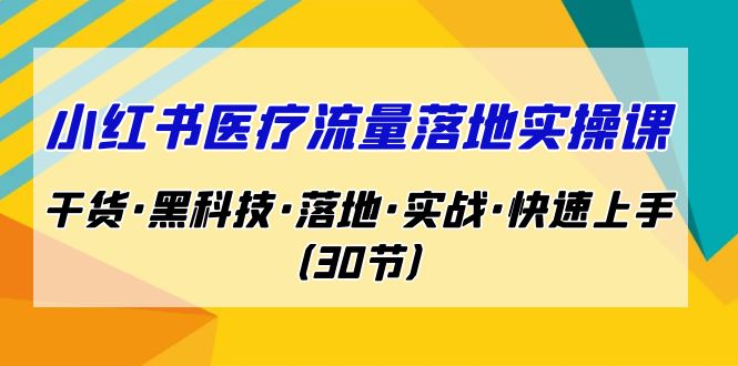 小红书·医疗流量落地实操课，干货·黑科技·落地·实战·快速上手（30节）-创业项目网