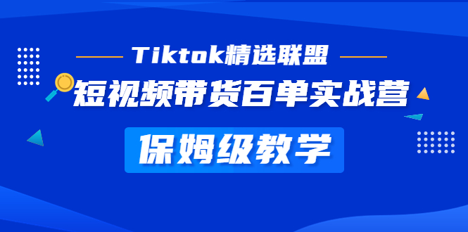 Tiktok精选联盟·短视频带货百单实战营 保姆级教学 快速成为Tiktok带货达人-创业项目网