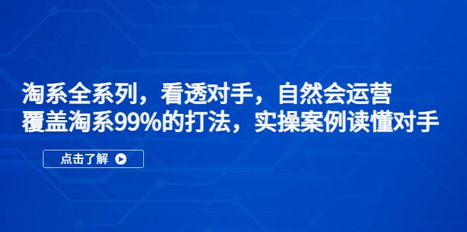 淘系全系列，看透对手，自然会运营，覆盖淘系99%·打法，实操案例读懂对手-创业项目网