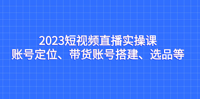 2023短视频直播实操课，账号定位、带货账号搭建、选品等-创业项目网