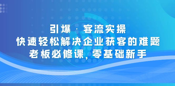 引爆·客流实操：快速轻松解决企业获客的难题，老板必修课，零基础新手-创业项目网