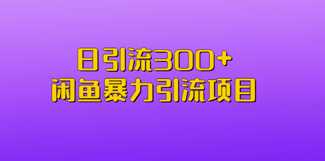 日引流300+闲鱼暴力引流项目-创业项目网