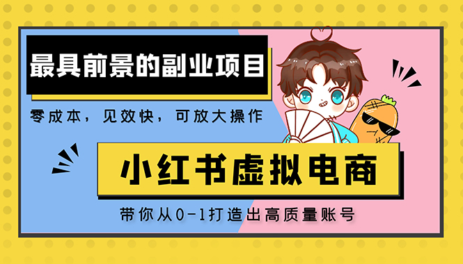 小红书蓝海大市场虚拟电商项目，手把手带你打造出日赚2000+高质量红薯账号-创业项目网