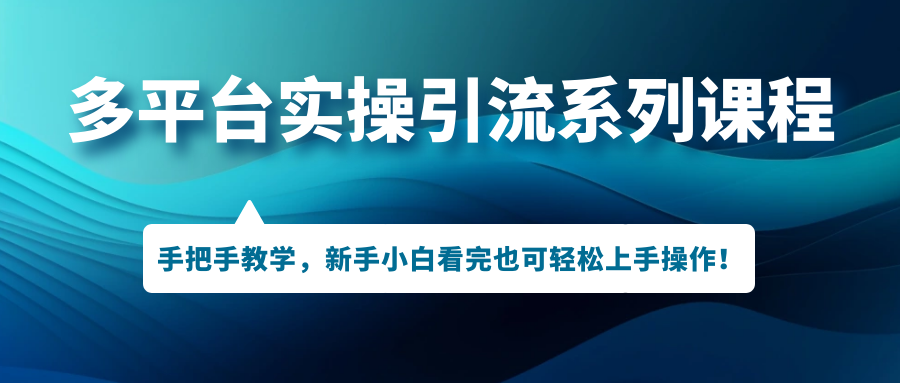 多平台实操引流系列课程，手把手教学，新手小白看完也可轻松上手引流操作！-创业项目网