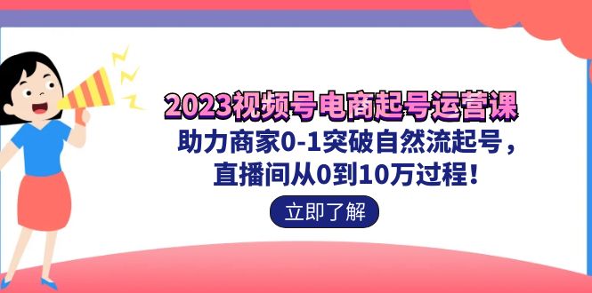 2023视频号-电商起号运营课 助力商家0-1突破自然流起号 直播间从0到10w过程-创业项目网