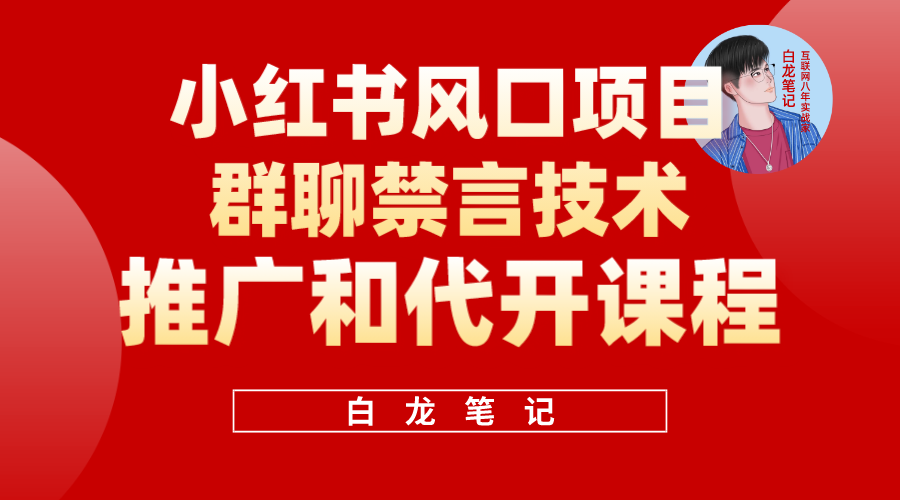 小红书风口项目日入300+，小红书群聊禁言技术代开项目，适合新手操作-创业项目网