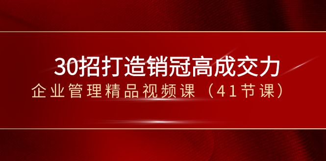 30招-打造销冠高成交力-企业管理精品视频课（41节课）-创业项目网