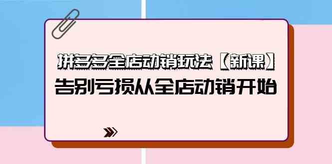 拼多多全店动销玩法【新课】，告别亏损从全店动销开始（4节视频课）-创业项目网