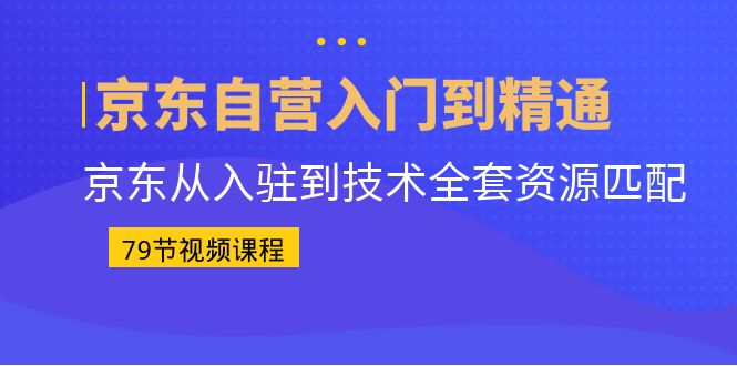 京东自营入门到精通：京东从入驻到技术全套资源匹配（79节课）-创业项目网