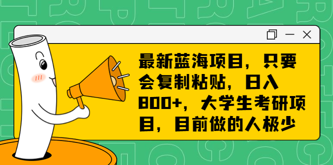 最新蓝海项目，只要会复制粘贴，日入800+，大学生考研项目，目前做的人极少-创业项目网