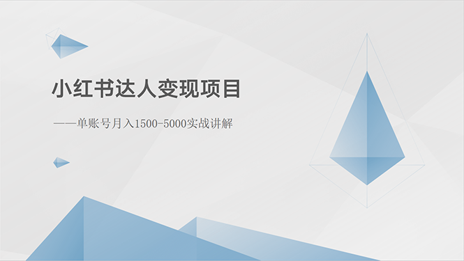 （10720期）小红书达人变现项目：单账号月入1500-3000实战讲解-创业项目网