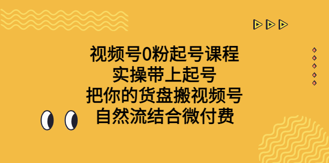 视频号0粉起号课程 实操带上起号 把你的货盘搬视频号 自然流结合微付费-创业项目网