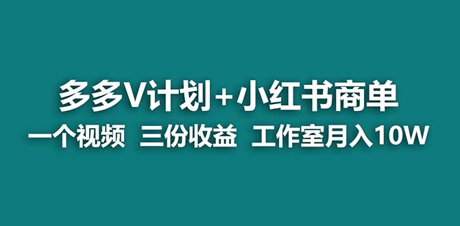 【蓝海项目】多多v计划+小红书商单 一个视频三份收益 工作室月入10w打法-创业项目网