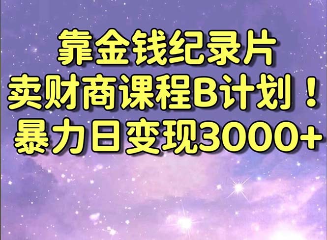 靠金钱纪录片卖财商课程B计划！暴力日变现3000+，喂饭式干货教程！-创业项目网