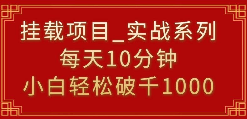 挂载项目，小白轻松破1000，每天10分钟，实战系列保姆级教程-创业项目网