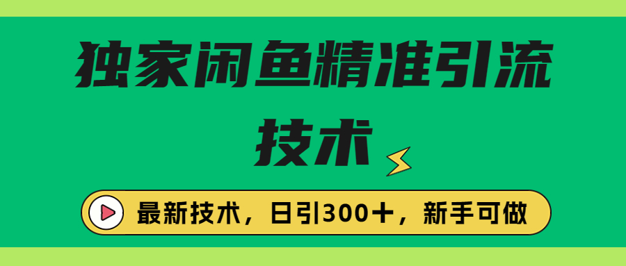 独家闲鱼引流技术，日引300＋实战玩法-创业项目网