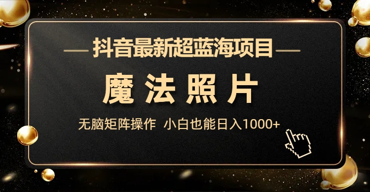 抖音最新超蓝海项目，魔法照片，无脑矩阵操作，小白也能日入1000+-创业项目网