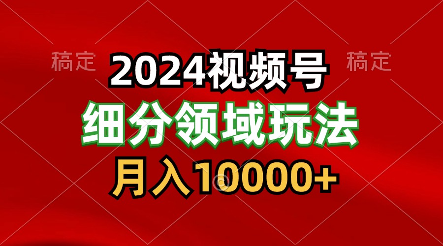 2024视频号分成计划细分领域玩法，每天5分钟，月入1W+-创业项目网