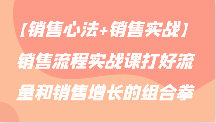 【销售心法+销售实战】销售流程实战课打好流量和销售增长的组合拳-创业项目网