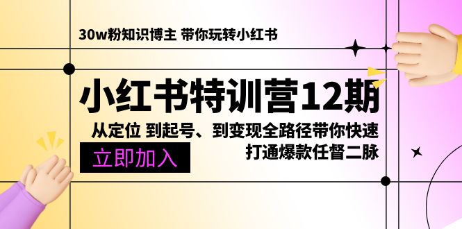 （10666期）小红书特训营12期：从定位 到起号、到变现全路径带你快速打通爆款任督二脉-创业项目网