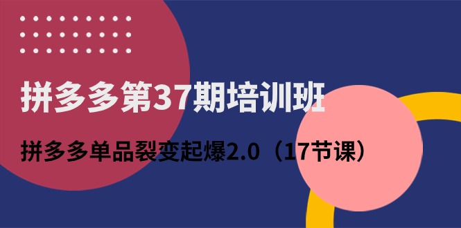 拼多多第37期培训班：拼多多单品裂变起爆2.0（17节课）-创业项目网