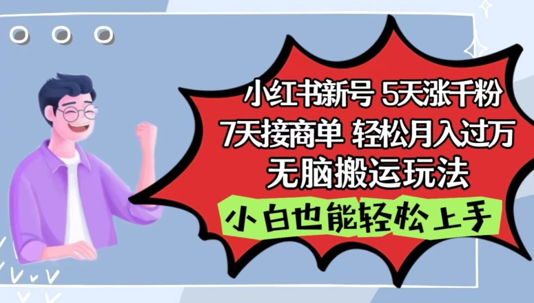 小红书影视泥巴追剧5天涨千粉，7天接商单，轻松月入过万，无脑搬运玩法-创业项目网