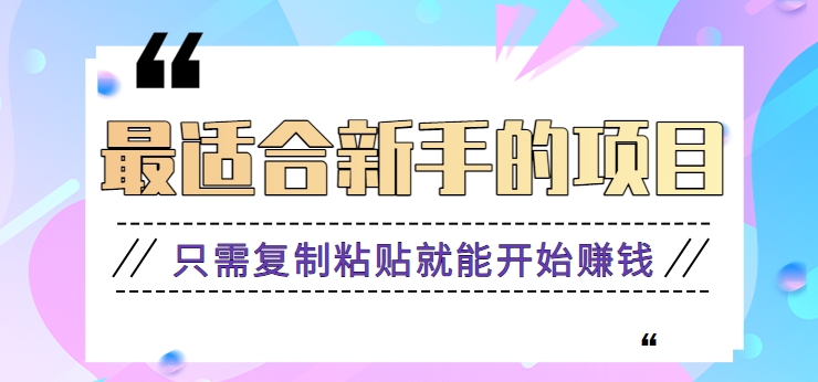 2024最适合新手操作的项目，新手小白只需复制粘贴就能开始赚钱【视频教程+软件】-创业项目网