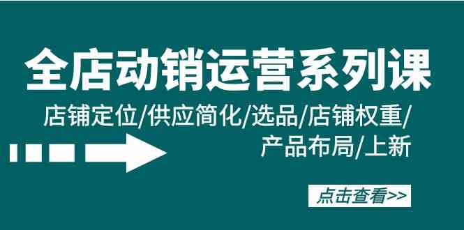 全店动销运营系列课：店铺定位/供应简化/选品/店铺权重/产品布局/上新-创业项目网