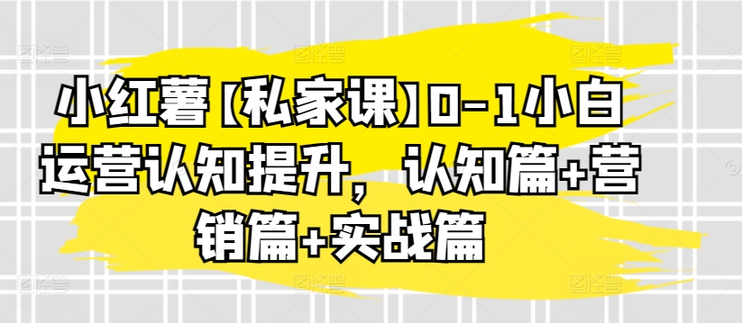 小红薯【私家课】0-1小白运营认知提升，认知篇+营销篇+实战篇-创业项目网