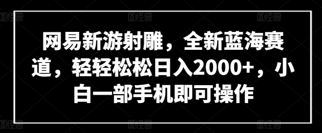 网易新游射雕，全新蓝海赛道，轻轻松松日入2000+，小白一部手机即可操作-创业项目网