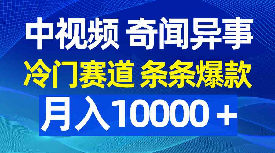 （9627期）中视频奇闻异事，冷门赛道条条爆款，月入10000＋-创业项目网