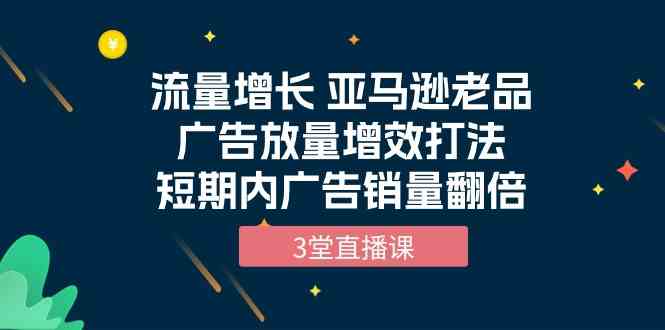 （10112期）流量增长 亚马逊老品广告放量增效打法，短期内广告销量翻倍（3堂直播课）-创业项目网