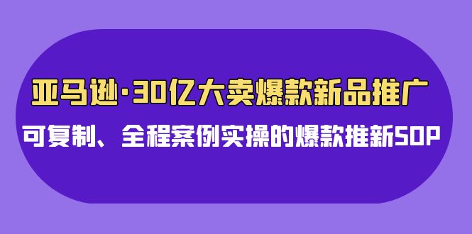 亚马逊30亿大卖爆款新品推广，可复制、全程案例实操的爆款推新SOP-创业项目网